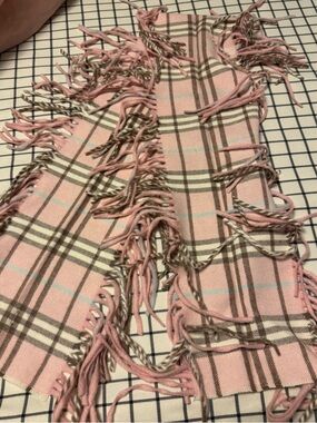 Burberry Pink and Brown Cashmere Plaid Scarf
